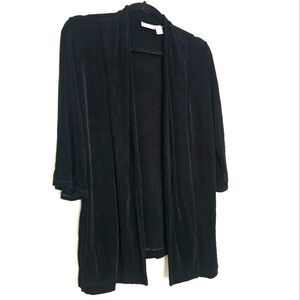 Travelers By Chico's Black Open Front Cardigan With Pockets Women's Size 1